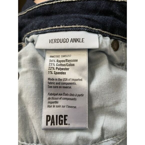 Paige Womens Jeans Size 25 Verdugo Ankle Denim Stretch Dark Wash - Picture 8 of 8